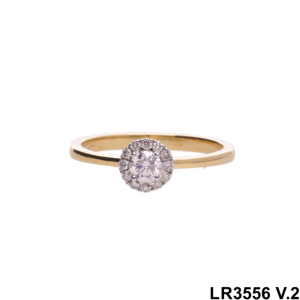 Elegante anillo de racimo de diamantes de corte redondo de oro de 14 quilates Diseño de Halo floral de Estilo Vintage para compromiso o joyería de boda - Product Image 3