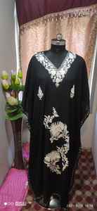 Abaya Kaftan pour femmes, été, cachemire, manches longues, broderie florale, tenue de mariage, tenue de festival - Product Image 3