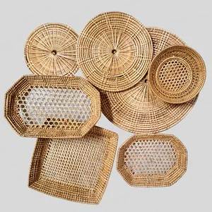 Environmentally Friendly Non Toxic Round Woven Rattan Cup Stand Wicker Placemat Set Wicker Authentic Rustic Decoration Your Home