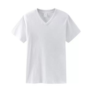 210G 100%Cotton Summer Regular Fit <b>Man</b> Tshirt Solid Color Custom Logo Printing <b>Men's</b> <b>White</b> V-Neck Basic <b>T</b> <b>Shirt</b> - Product Image 6