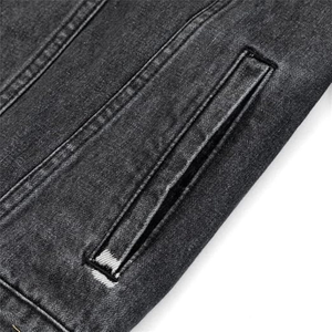 Dernières vestes d'hiver en jean PU au design vintage avec logo personnalisé Jeans à manches longues de couleur claire et à motif uni pour hommes - Product Image 4