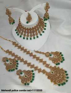 Ensemble de collier pour femmes, collier fantaisie plaqué or, long mala, boucles d'oreilles et maagtika - Product Image 2