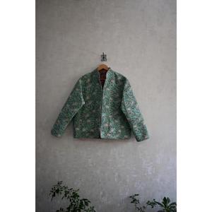 Veste matelassée en coton à imprimé floral tissé, faite à la main, à manches longues, chaude, écologique, réversible, ethnique, vêtement d'extérieur d'hiver - Product Image 2