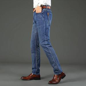 Custom Men Outfit Baggy Fit Dark Blue Jeans Pantalones Diseñador Regular Fit Denim Baggy Jeans - Product Image 4