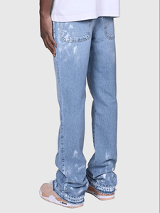 Pantalones vaqueros de mezclilla azules desgastados con diseño personalizado para hombre, ropa de calle holgada, pantalones informales rectos ajustados lavados con ácido - Product Image 6