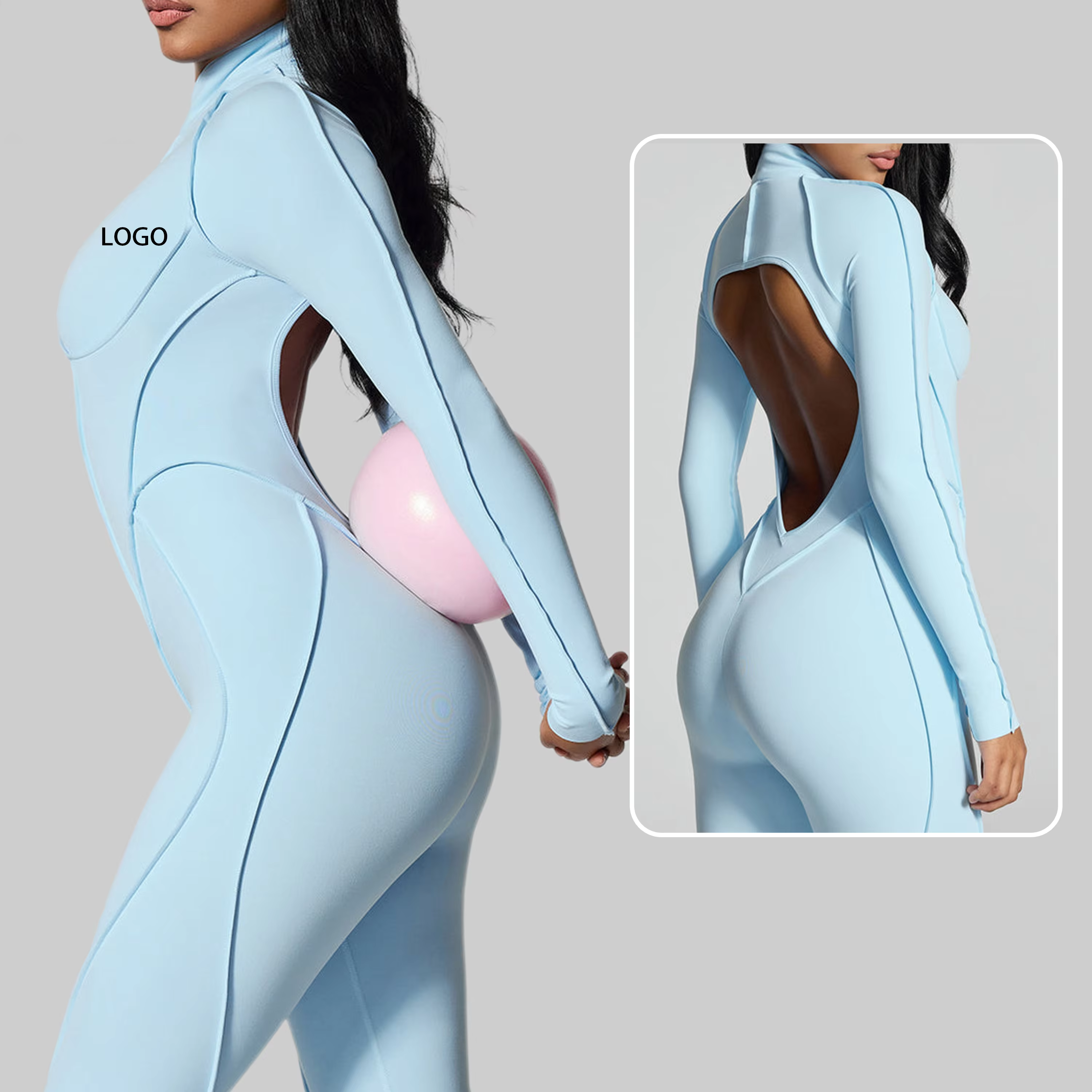 Light Blue Backless Long