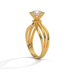 Nouvelle conception, bague de fiançailles en or massif 14 carats avec diamant de laboratoire rond de 1 carat, style tendance, bague de promesse fine pour femmes - Product Image 2