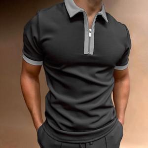 T-shirt à manches courtes pour hommes Slim Fit Patchwork Zipper Turn Down Collar Men Golf Polo Summer T-Shirts Streetwear Respirant - Product Image 2