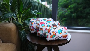 Le Souvenirs Owl Beauty Bubble Bags Estuche de algodón estampado Set 3-Estilo vintage Cierre de cremallera Resistente al agua Ecológico - Product Image 2