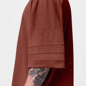 T-shirt en jersey marron surdimensionné personnalisé pour homme, streetwear, col en V, coupe ample, manches courtes, doux, confortable, décontracté, tendance - Product Image 3