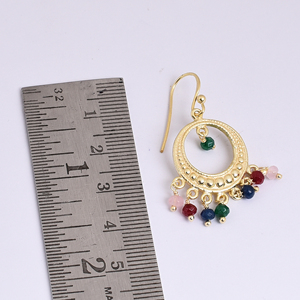 Pendiente colgante de cuentas naturales de Plata de Ley 925, pendiente de moda clásico chapado en oro para regalos de boda o fiestas para mujeres - Product Image 3