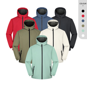 Chaqueta cortavientos de poliéster 100% para hombre, chaqueta impermeable para exteriores, chaqueta deportiva con cremallera de alta calidad - Product Image 5