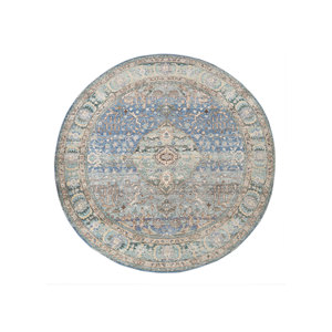 Alfombra de Lana Azul Anudada a Mano con Patrón de Medallón Someplace in Time EA-3006 (Cs-01) para Uso Doméstico - Jaipur ZA - Product Image 1