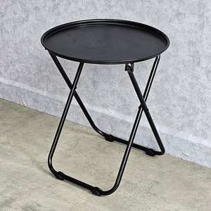 Minimalist Foldable <b>Round</b>-Top Lemon Tea <b>Table</b> Portable <b>Folding</b> <b>Table</b> BTC002 for Courtyard Kitchen Made Powder-Coated Iron Wood - Product Image 3