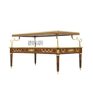 โต๊ะกาแฟสุดหรูพร้อมมือจับทองเหลือง ลายฝังมุก และลิ้นชักเก็บของดีไซน์หรูหราสำหรับห้องนั่งเล่นสไตล์คลาสสิก - Product Image 4