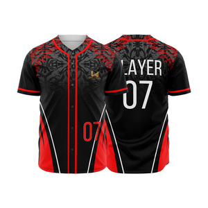 Camiseta de Béisbol Personalizada para Hombre, Cuello Redondo, Botones Completos, Impresión por Transferencia de Calor en la Parte Delantera, Talla Grande, Transpirable, de Algodón - Product Image 6