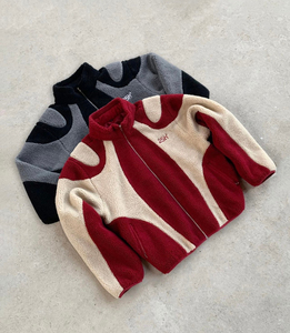 OEM personnalisé logo couleur bloc épais col montant hommes veste sherpa culture personnalisée teddy polaire homme veste homme - Product Image 6