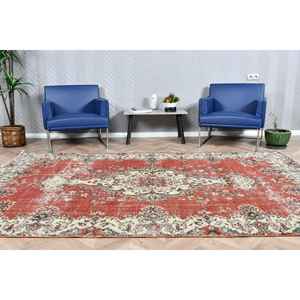 Tapis turc vintage 6,2x9,6 pieds, tapis oriental en laine rouge - Product Image 1