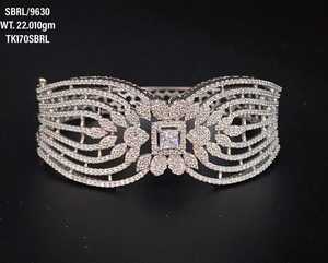 Bracelet jonc en zircon cubique en argent sterling 925 Bracelets de manchette solides pour fête cadeau de noël bijoux de mariage pour elle - Product Image 1