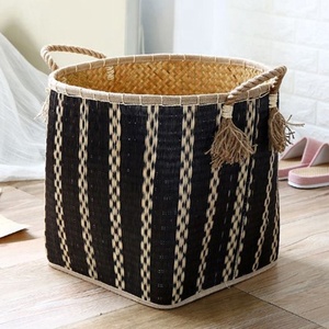 Cestas de almacenamiento de hojas de palma, 3 cestas naturales de algas marinas tejidas a mano OEM, buena variedad de colores, buen precio, fabricante de Vietnam - Product Image 3