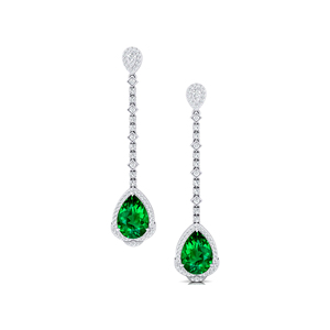 Stunning Fashionable Lab Grown <b>Emerald</b> Gemstone & Real Diamonds Dangling <b>Drop</b> <b>Earrings</b> in 18k Solid Rose White & Yellow Gold OEM - Product Image 2