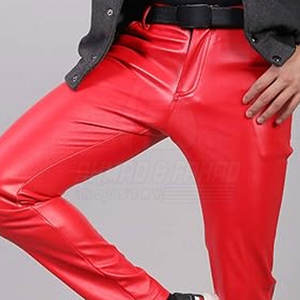 กางเกงหนังแท้ทรงสกินนี่เอวกลาง รุ่นใหม่ล่าสุด สำหรับผู้ชาย สวมใส่สบาย น้ำหนักเบา รับสกรีนโลโก้ - Product Image 3