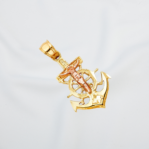 Elegant Religious Christian Jewelry 14K Two Tone Gold 18K Plated <b>Crucifix</b> Anchor <b>Pendant</b> Diamond Zircon Made Children - Product Image 5