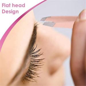 Juego de pinzas para cejas de acero inoxidable personalizadas, 3 uds., herramientas de belleza puntiagudas inclinadas de calidad profesional - Product Image 5