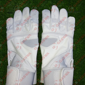 Dernière conception de gants de frappe de baseball en cuir de vachette de couleur blanche à manchette longue au prix d'usine - Product Image 5