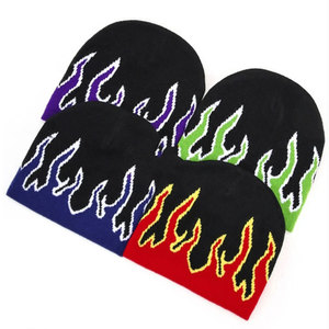 Bonnet Slouchy en acrylique à revers en tricot personnalisé Streetwear privé tissé Jacquard Bonnets Chapeaux Bonnet d'hiver - Product Image 3