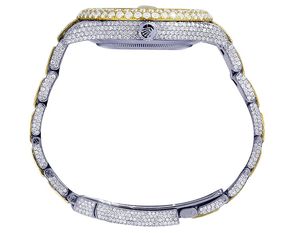 Reloj de acero inoxidable automático de cuarzo dorado para hombre, moissanita de calidad VVS1 con estilo Hip Hop, esfera de cristal, ventana, joyería de moda - Product Image 3