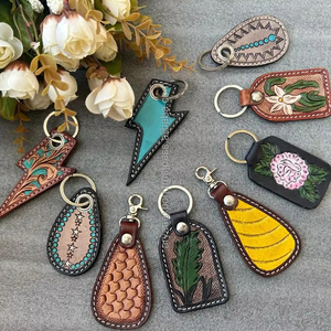 Porte-clés personnalisé en cuir de vachette véritable 2025 personnalisé de haute qualité usiné à la main porte-clés de voiture porte-clés - Product Image 6