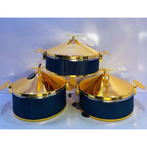 Vaisselle Alimentaire Dessert Plateaux De Service Vaisselle Casserole Plat Alimentaire Pot Chauffant En Acier Inoxydable Or Poli Casserole Pot - Product Image 3