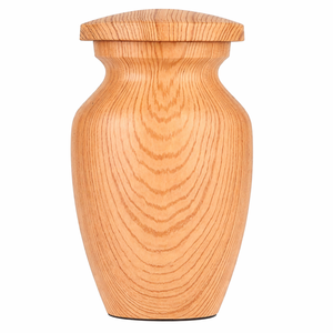 Smooth Oval Shape Wooden Cremation Urn With Warm Honey Brown Finish And Elegant <b>Memorial</b> Base - Product Image 5