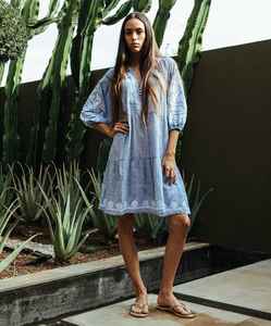 ชุดเดรสผ้าอ๊อกซ์ฟอร์ดมีขนาดใหญ่ตัดเป็นผ้าฝ้ายน้ำหนักเบาที่สวยที่สุดประดับด้วยแคริบเบียนแบบตัดกันและตกแต่ง - Product Image 3