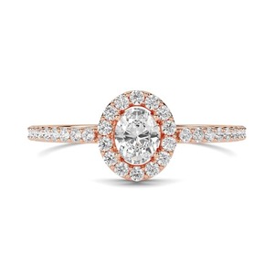 Lab Grown Oval Cut Shoulder Set Ring With Matching Band 1.00 Ct In 18K Yellow White Rose Gold And Platinum - Product Image 3