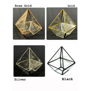 ขวดแก้วทรงปิรามิดดีไซน์ทันสมัยทำจากโลหะรูปทรงเรขาคณิตและแก้วสำหรับพืชและดอกไม้สำหรับงานแต่งงาน - Product Image 5