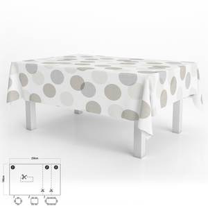 Tovaglia rettangolare in tela cerata antimacchia, 140 x 250 cm. Cerchi beige - Product Image 1