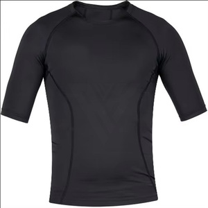 2025 personnalisé de haute qualité o-cou hommes noir Rash Guard chemise de Compression à séchage rapide pour hommes Anti-UV Rash Guard BJJ MMA entraînements - Product Image 1
