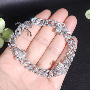 Pulsera de eslabones cubanos Ice Out oro blanco VS1 Moissanite corte redondo diamante Hip Hop moda Unisex 925 fiesta de plata esterlina - Product Image 6