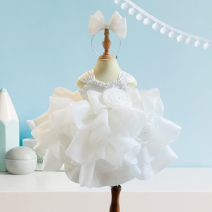 Trẻ Em Độc Đáo Hoa Vải Tuyn Bóng Gown Ngọc Trai Prom Công Chúa Ăn Mặc Hiệu Suất Sinh Nhật Wedding Party Puffy Dresses Làm Việt Nam - Product Image 4