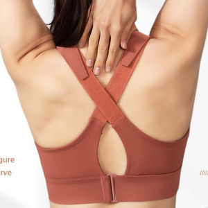 เสื้อชั้นในกีฬาแบบไร้ตะเข็บ ซับในเสริมฟองน้ำ ป้องกันแบคทีเรีย ผลิตจากผ้าสแปนเด็กซ์/ไนลอน สำหรับผู้หญิง ออกกำลังกาย ฟิตเนส โยคะ คอวีลึกด้านหน้า - Product Image 4