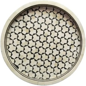 Plateau d'incrustation d'os moderne pour le service de thé de salon Plateau de service de cuisine décoratif et fonctionnel d'Inde - Product Image 6