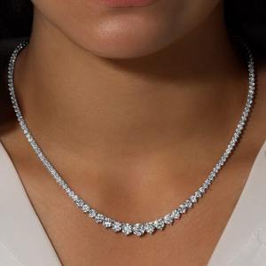 Collier tennis en diamant rond brillant de taille brillant cultivé en laboratoire de luxe, or blanc 18 carats, 14,40 carats, IGI DEF VVS2, élégant pour femmes, TARANG DIAMOND - Product Image 3