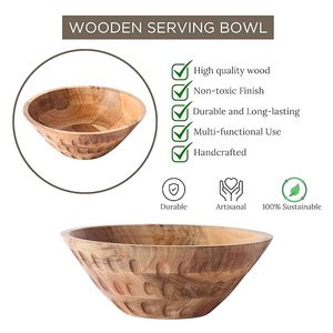 Cuenco de madera, pieza de vajilla artística hecha a mano, cuenco de madera para ensalada, fruta y comida, cuenco de madera para servir para decoración moderna del hogar - Product Image 3