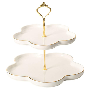 RESTAURANT DE MARIAGE HAUT LUXE EN CÉRAMIQUE 2 NIVEAUX DE SERVICE DESIGN DÉCORATIF SUPPORT À GÂTEAU AVEC DESSERT DÉCORATIF SUPPORT À GÂTEAU SERVEUR - Product Image 5