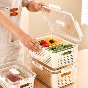 WANUO Food-Grade Plastic Food Storage <strong>Container</strong> <strong>Refrigerator</strong> Food Storage <strong>Container</strong> with Drainage Basket - Product Image 2