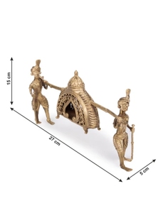 Palki o Palanquín de Artesanía Dokra, Adorno Decorativo para el Hogar, 6 Pulgadas, Dorado, Decoración Moderna para Mesa de Salón - Product Image 6