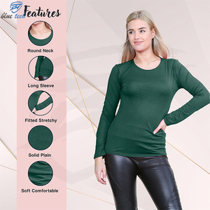 Wholesale Custom Logo Women's <b>T</b>-<b>Shirts</b> Casual Slim <b>Long</b> <b>Sleeve</b> With O-Neck Breathable Solid Design <b>T</b>-<b>Shirt</b> - Product Image 2