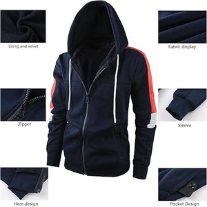 Sudadera con capucha de mezcla gruesa con ajuste holgado y Capucha ajustable para hombres, ropa de calle de algodón de alta calidad, Top exterior acogedor inspirado - Product Image 2